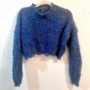 Missguided Crop Loose knit Sweater - 2/4 - Blue